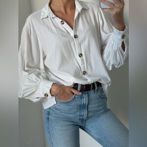 Meshki white linen blend shirt